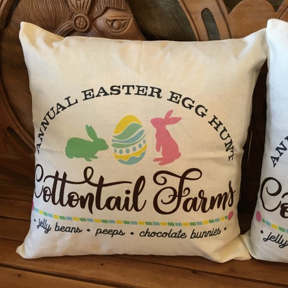 SET OF TWO (2) Easter Bunny Rabbit Pillow Cover 18 x 18 Cottontail Farms NEW - Picture 6 of 10